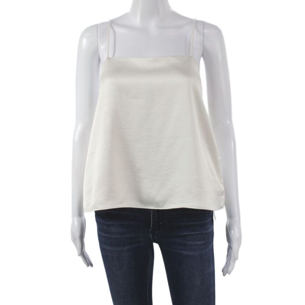 Daphne Women Sleeveless Camisole Square Neck White Polyester Size S